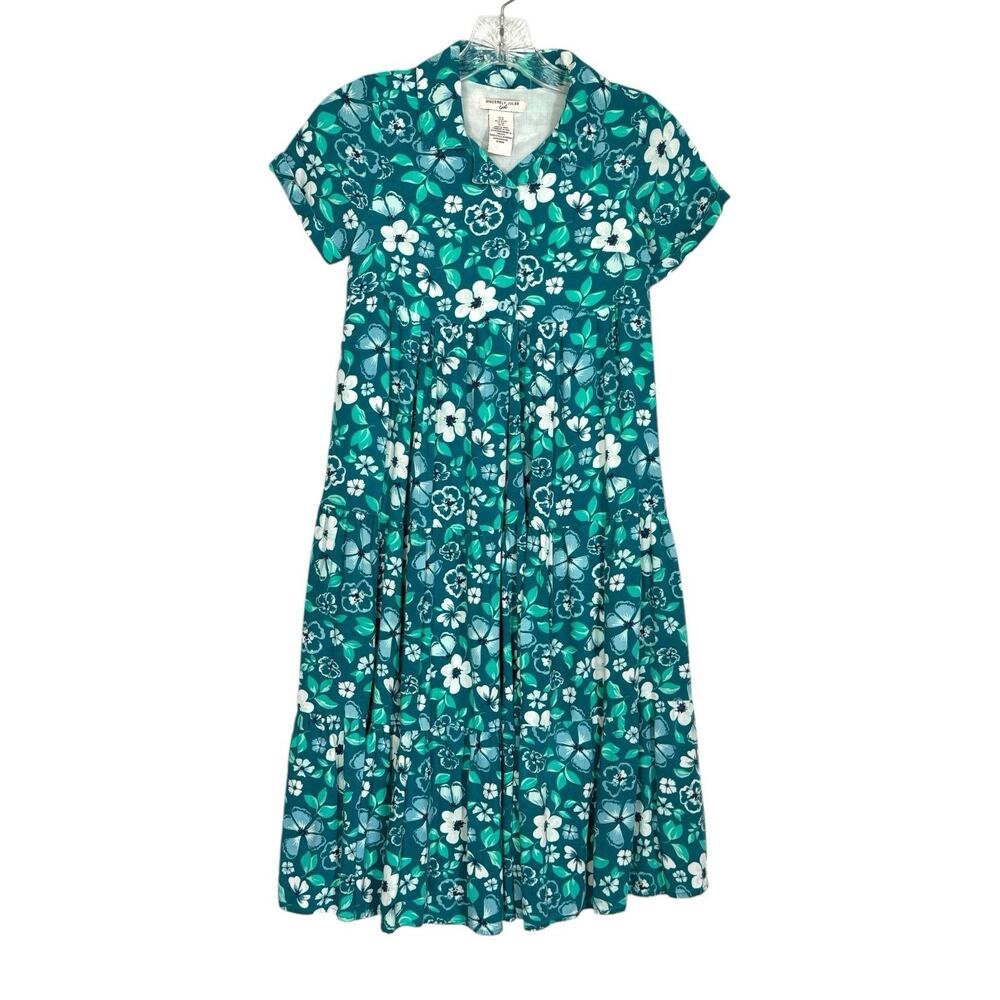 Sincerely Jules Girls Tropical Floral Tiered Midi Dress 10 Blue Green Summer